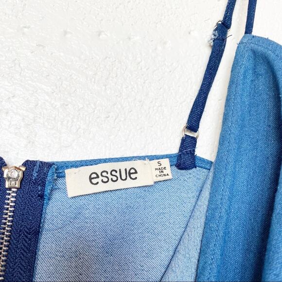 essue Two Tone Spaghetti Strap Ruffle Detail Dress Size Small - Picture 6 of 7